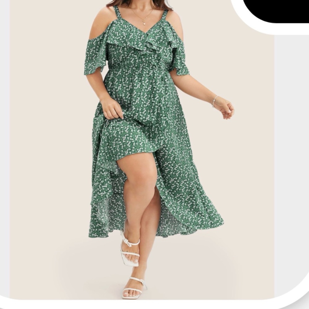 BloomChic Green High Low Floral Dress